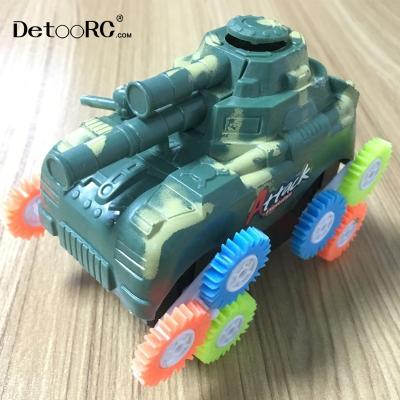 China Cute Friction Toy Detoo Small Toy Cars Toys For Children Rolling Mini Stunt Tank Toys For Kids Electric Toy Car for sale