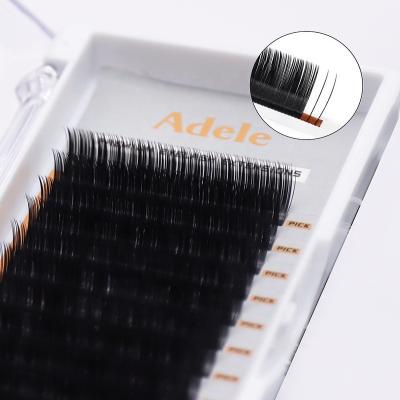 China Dual Tips Wholesale Individual Flat High Quality Eyelash Extension 0.03-0.25mm Matte Black Ellipse Eyelash Extensions for sale