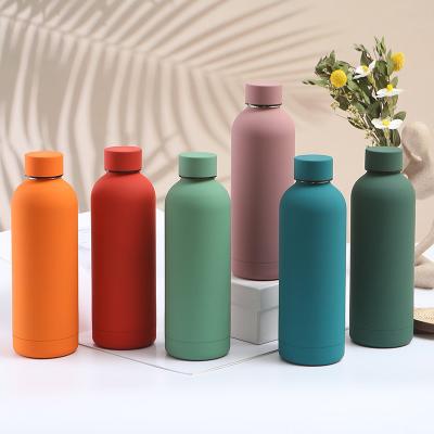 China Sustainable 500ML  750ML large capacity double wall vacuum stainless steel sports water bottle ruber coating custom logo flask  travel mug for sale