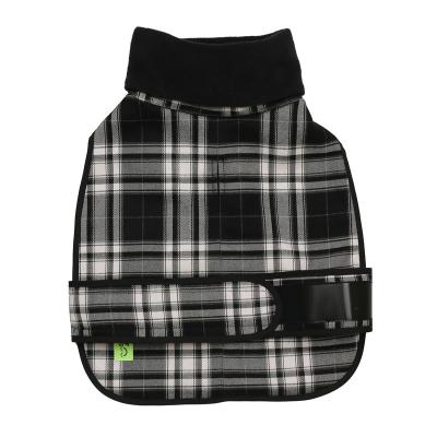 China British Style High Stretch Collar Stocked Windproof Plush Striping Black Thick Plaid Pet Winter Vest Sleeveless Cat Clothing Dog for sale