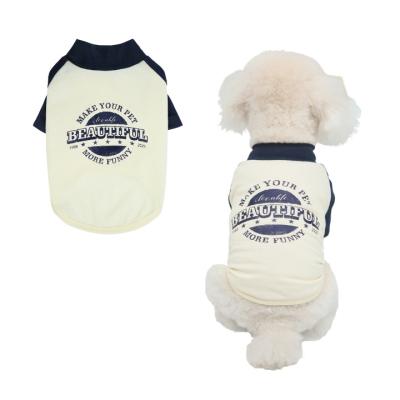 China Custom Designer Stocked Matching Pet Fashionable Clothes Classic Letter Pattern Fitted Short Sleeve Dog Spring Summer T-Shirt for sale