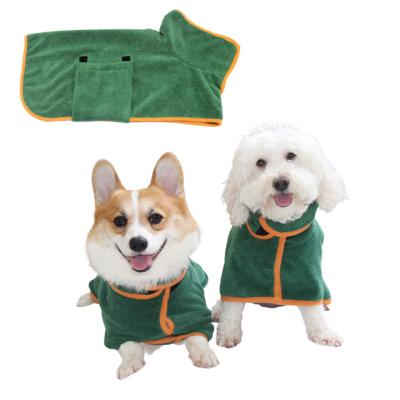 China Wholesale Viable Pet Grooming Clothes Super Soft Absorbent Fitness Dog Towel Adjustable Drying Coat Shower Bathrobe For Large Dog for sale