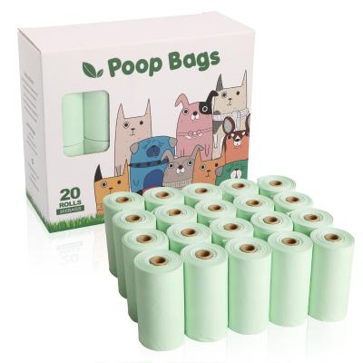 China Sustainable High Quality Compostable Biodegradable Cornstarch Made Leak Proof Light Green Color Pet Waste Cat Dog Poop Bags for sale