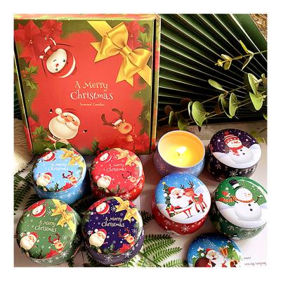 China Birthdays Christmas Gift Box Candle Fragrance Candle Set 4 bottles of Christmas style tin box candles.4.4 ounce boxes. for sale