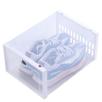 China Durable Waterproof Dustproof Stackable Shoe Containers Plastic Storage Shoe Boxes for sale