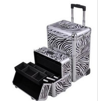 China See Photos Aluminum Trolley Make Up Case, Aluminum Hairdressing Rolling Case, Aluminum Trolley Cosmetic Case for sale