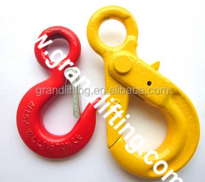 China high quality 35CrMo grade safety chain hooks rigging g80 material safety eye self-locking hook for chain for sale