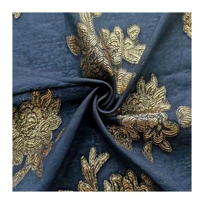 China 100% metallic high quality polyester yarn jacquard chiffon fabric anti-static for dress dress for sale