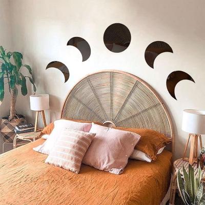 China Decorative Sticker Decal Moon Phases Decorative Mirror Set Scandinavian Wall Decor Natural Home Decor Nordic Style Moon Mirror Wall Sticker for sale