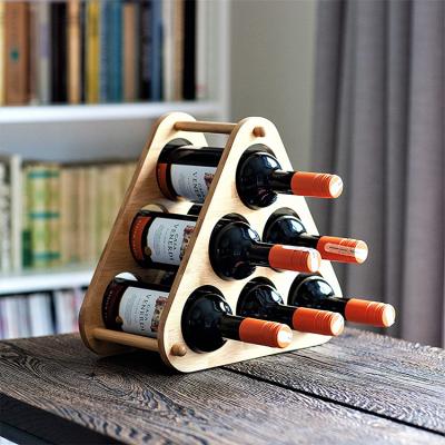 China Sustainable Wooden Wine Rack 100% Bamboo Stackable Wine Storage Holds 6 Bottle Wine Glass Rack On Table for sale