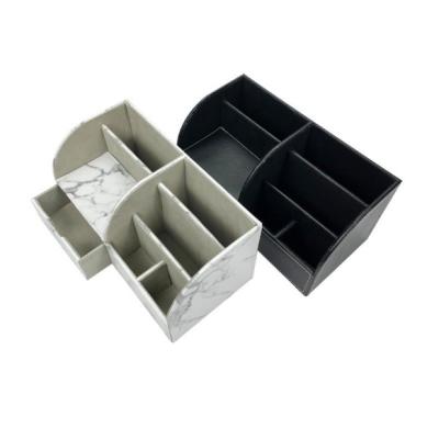 China Custom Multifuction Marble Pattern PU Jewelry Box With Drawer For Office Bedroom 14*28.2*14cm 14*28.2*14cm for sale