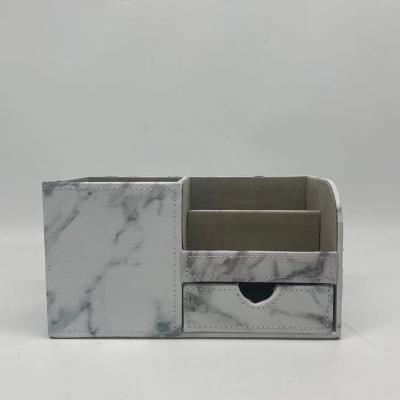 China 22.5*10.5*12cm 22.5*10.5*12cm Multifunctional Bedroom Storage Box Marble Pattern Stationery Classification Box MDF Jewelry Storage Box for sale