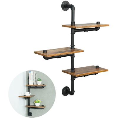 China Retro Industrial Rustic Sustainable Pipe Shelving Wall Shelves For Bar Kitchen Living Room for sale