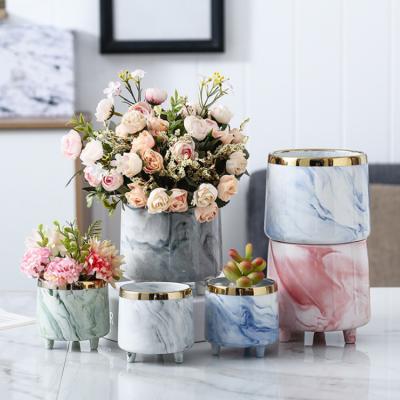 China Wholesale Modern Modern In Stock Marble Pattern Ceramic Planter Pot for sale