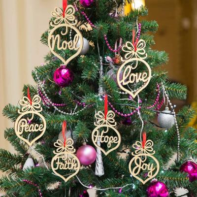 China Wedding Decorations Parties or Christmas Decorations Wedding Christmas Tree Ornament Christmas Tree Decorations 6Pcs DIY Wooden Hanging Hanging Tags Decor Christmas Tree Decorations for sale