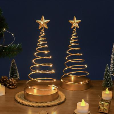 China Christmas Decoration Desktop Ornament& Christmas Gift Christmas Desktop Decoration Ornament& Christmas Gift European Style Wrought Iron Spiral Christmas Tree Lights Creative Home Office Christmas Decorations Ornaments for sale