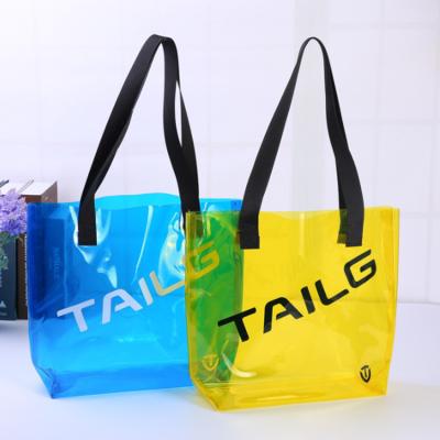 China Customized Colorful Clear Shopping Bag Eco-Friendly Eco-Friendly And Economic PVC Tote Bag Clear Vinyl Women Shopping Bag for sale