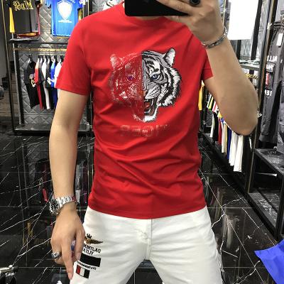 China 2022 Korean Tiger Pattern Printing T-shirts Summer Shorts Shirts Anti-Wrinkle Anti-Wrinkle Men's Sleeve White Version Men's Shirts for sale