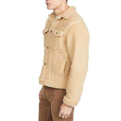 China Viable Logo Cheap Khaki Thick Warm Viable Wholesale Custom Men's Straight Fleece Jacket for sale