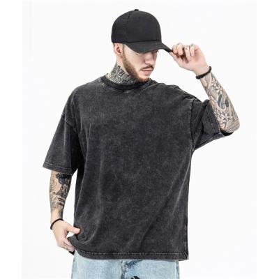 China 100% Logo Blank Black Oversize Men's Custom Made New Fashion Cotton Anti-Wrinkle Vintage Anti-Wrinkle Washed T-Shirt T-Shirt Shirt for sale