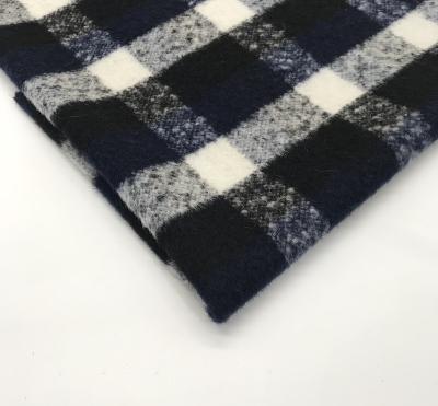 China Viable in stock plaid fabric, black /biue/white check fabric woolen fabric for sale