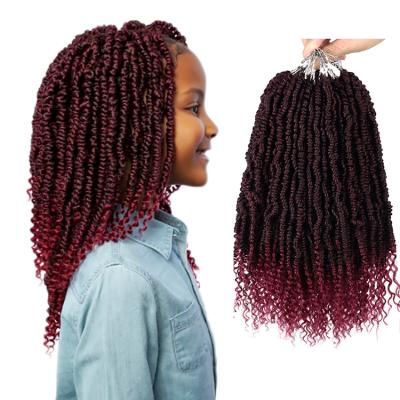 China Wholesale Waterwave Box Spring Water Wave Water Bomb Passion Natural Curly Ombre Synthetic Hair Kids Fiber Premium Faux Locs Crochet Hair Braids for sale