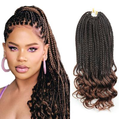 China Julianna Synthetic Small Box Braids Premium Synthetic Fiber Hair Curly End Crochet Braid Silky Strands Crochet Box Braids Hair Extensions for sale