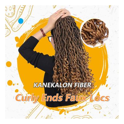 China Premium Fiber Hair Julianna Goddess Faux Locs Curly Synthetic Ends Crochet Braid Hair Soft Wavy Faux Locs Crochet Braids Synthetic Braiding Hair for sale