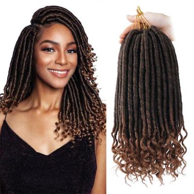 China Julianna Synthetic Hair Extensions With Fiber Premium Synthetic Hair Curly Ends Goddess Locs Crochet Hair Staight Faux Locs With Curly Goddess Faux Locs for sale