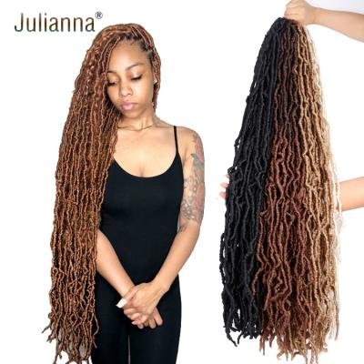 China Colored Goddess Soft T1B27 Wholesale Premium Curly 18 Tips Synthetic Locs Hair Locs Crochet Hair 36