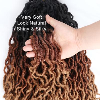 China Premium fiber synthetic hair 18 inch pre looped gypsy locs crochet braids hair extensions wavy gypsy hair wholesale river goddess locs ot30 gypsy locs for sale