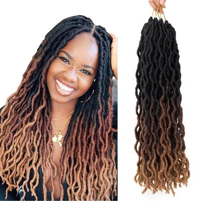 China Premium Fiber Synthetic Hair Synthetic Gypsy Locs Extension Braids Crochet Braid Hair Goddess Wavy Curly Faux Locs for sale