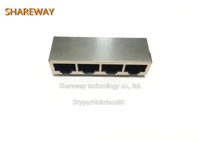 China Routers PoE RJ45 Connector , J0N-0011NL 1*4 RJ45 Multiple Port Connectors for sale