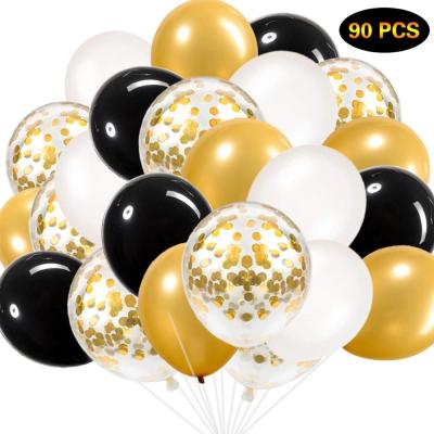 China 100% Eco-friendly Gold Confetti Latex Birthday Party Graduation Balloon Sets for sale