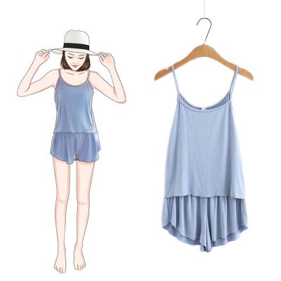 China Korean version of new breathable solid-color summer plus fat plus XL tank tops and women's summer home shorts pajamas two-piece suit for sale