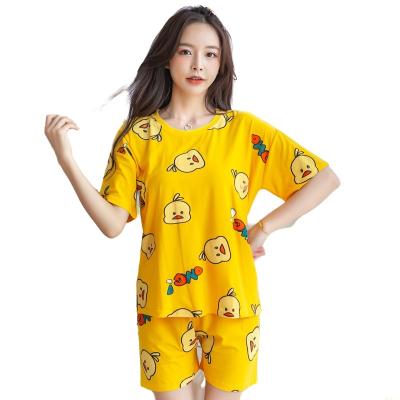 China QUICK DRY Women's Cute Sleepwear Cartoon Print Shorts Set Pajamas For Women Pajama Set Soft Short T-Shirts And Shorts Sleeve Summer Pijama for sale