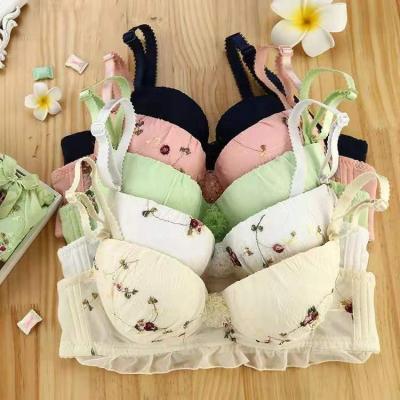 China Girls antibacterial hot sale bra and panty set underwire full cup embroidered bra for women for sale