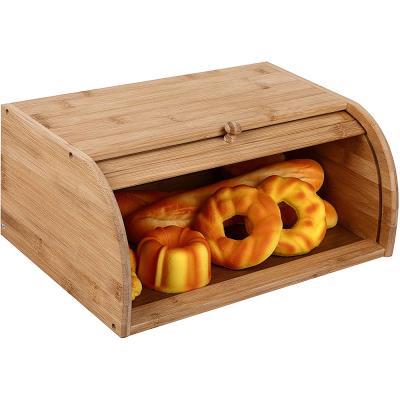 China Bread Container Cylinder Desktop Bamboo Modern Bread Bin For Kitchen Food Storage for sale