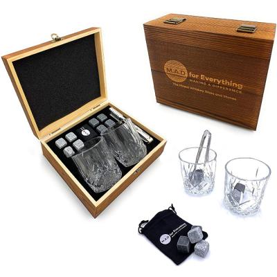 China Viable Whiskey Stones Glass Set Ice Cube Cooling Coaster Beverage Stones Whiskey Rocks Gift For Man for sale