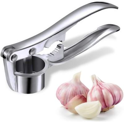 China Durable High Quality Zinc Alloy Garlic Press Kitchen Accessories Metal Garlic Crusher With Ergonomic Handle for sale