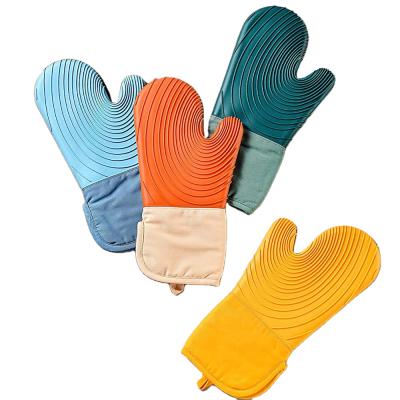 China Durable Single Oven Glove Heat-Resistant Non-Slip Silicone And Cotton for sale