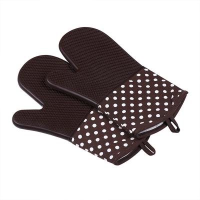 China 1 Pair Long Oven Gloves Durable BBQ Heat Resistant Cotton Grill Gloves for sale