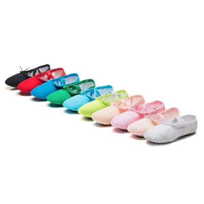 China Soft Unique Ballet Kids Sports Shoes Girls Canvas Dance Shoes Exercises for sale