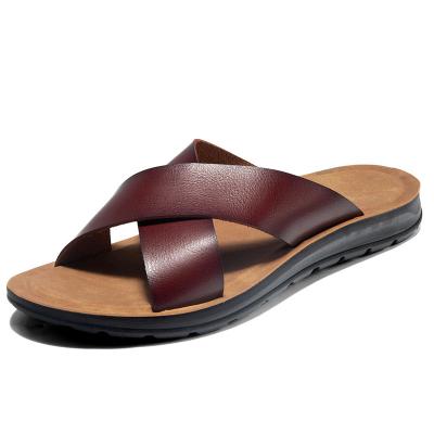 China CUSHIONING Hot Selling Leather Men's Sandals and Outdoor Slippers Men's Beach Slippers for sale