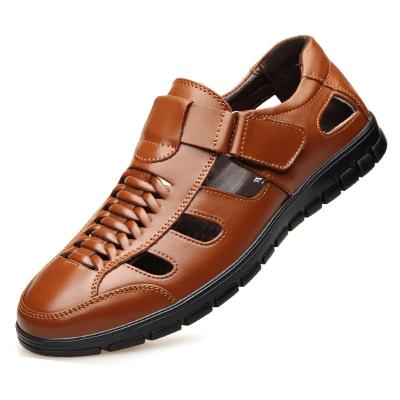 China New Thermal Men's Leather Sandals Summer Casual Hollow Leather Shoes for sale