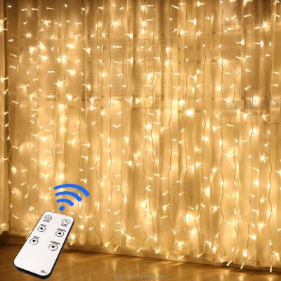 China PVC Christmas String LED Fairy Lights Window Curtain 3x3m RGB Indoor Remote Control Wedding Wedding Light With Cooper Wire for sale