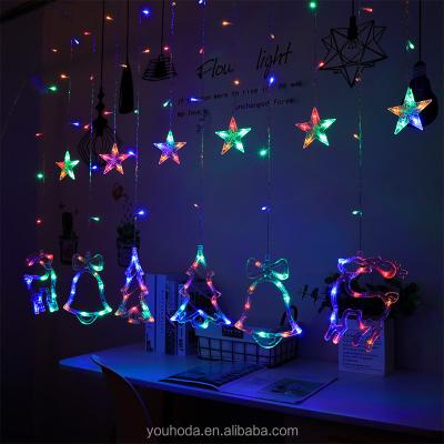 China Customization Youhoda Star Curtain Light or Christmas Curtain Lights Christmas Decoration LED Multicolor Decorative LED Battery /usb Battery Operated String Light for sale