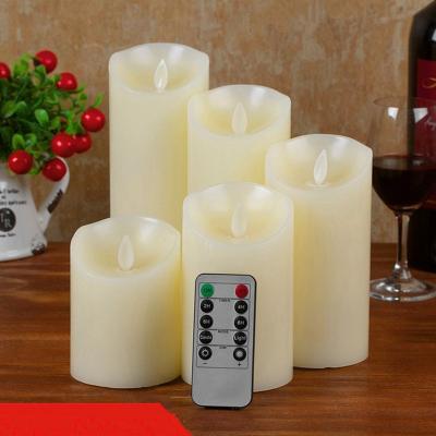 China Large Size Flameless LED Flickering Electric Candles with Remote Control Outdoor Timer Paraffin Wax AAA or Rechargeable Battery Flameless for sale