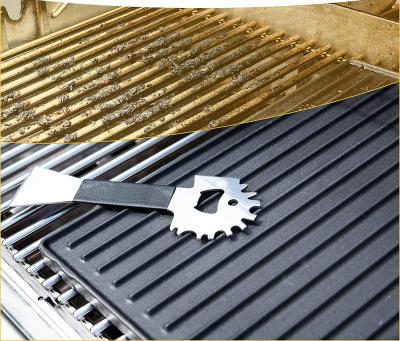 China Easily Cleaned BBQ Grill Grate Cleaner Tool For Camping Built In Bottle Opener for sale