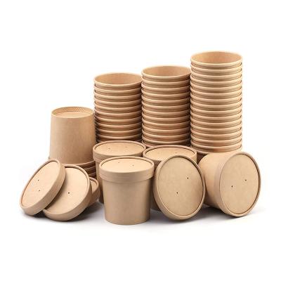 China Food Grade 28oz Disposable Biodegradable Paper Noodle Cup Packaging for sale